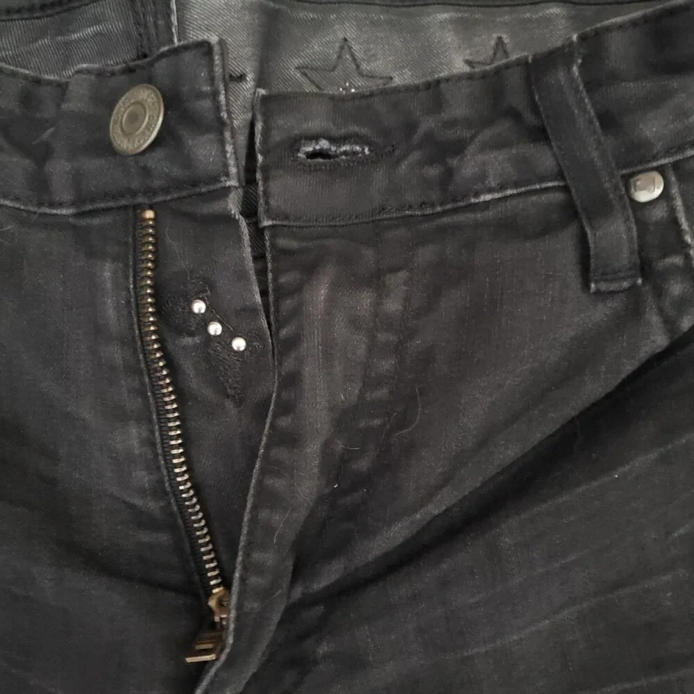 Rare Robin's Jean Born to be Wild Jeans Sz 32 Distressed Embroidery Grunge Rock